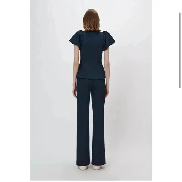 NWT Jonathan Simkhai Chase Front Slit Cotton-blend Pants Midnight size 6 - Picture 10 of 12